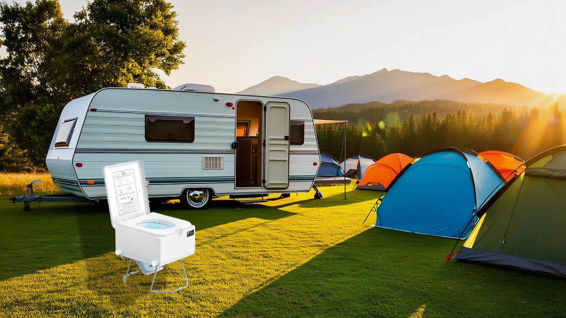 Self contained camper toilet