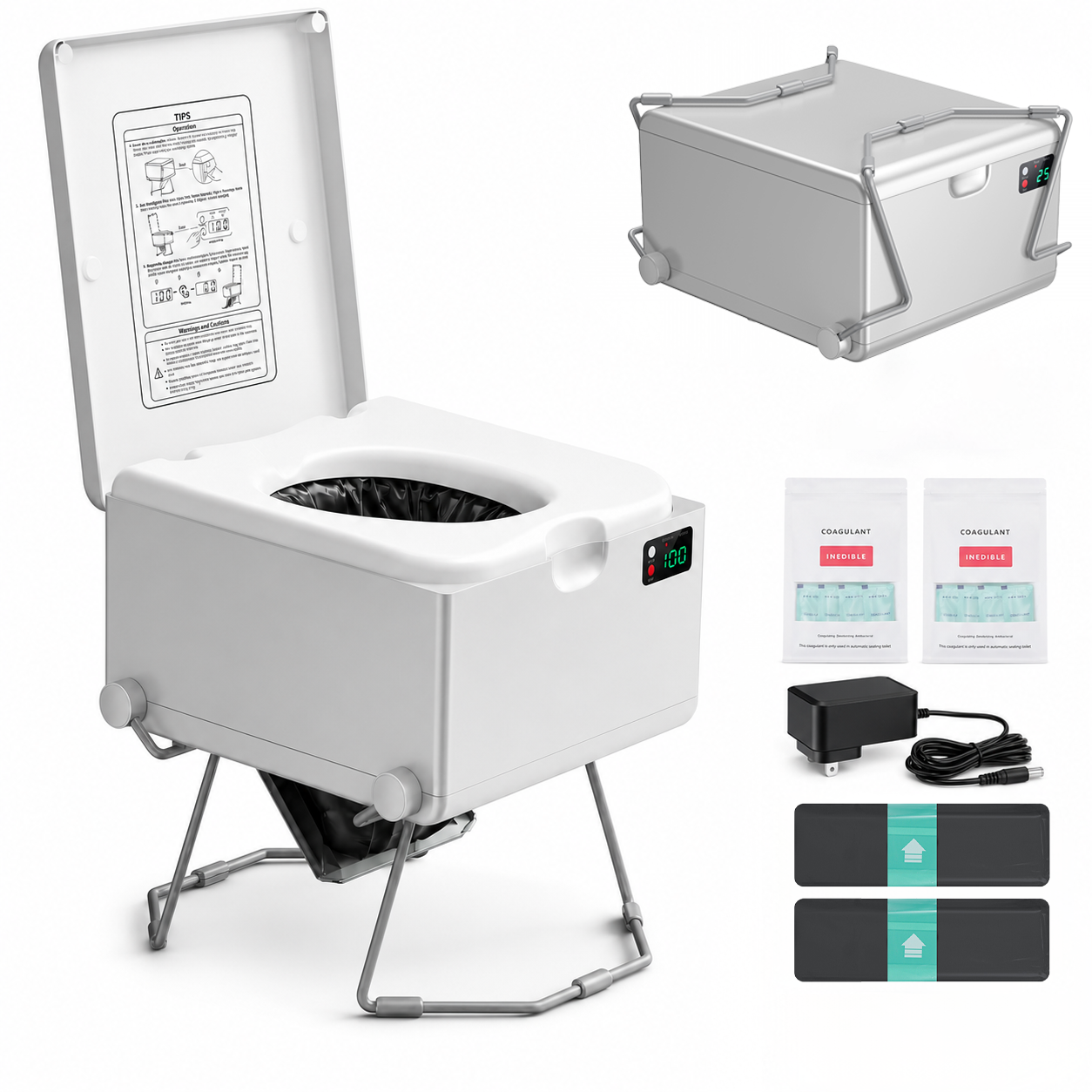 Modiwell EVO LE-310 Portable Dry Flush Toilet with LooSeal Waterless Sealing
