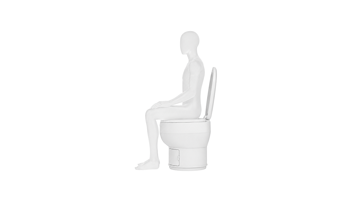 Modiwell dry flush toilet compact seat height RV