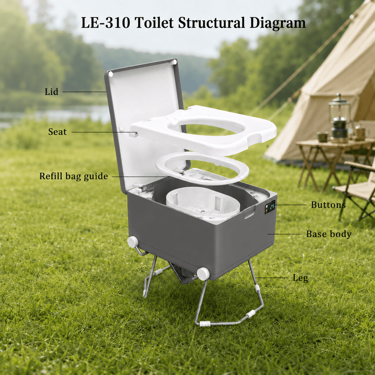 Modiwell EVO LE-310 Portable Dry Flush Toilet with LooSeal Waterless Sealing