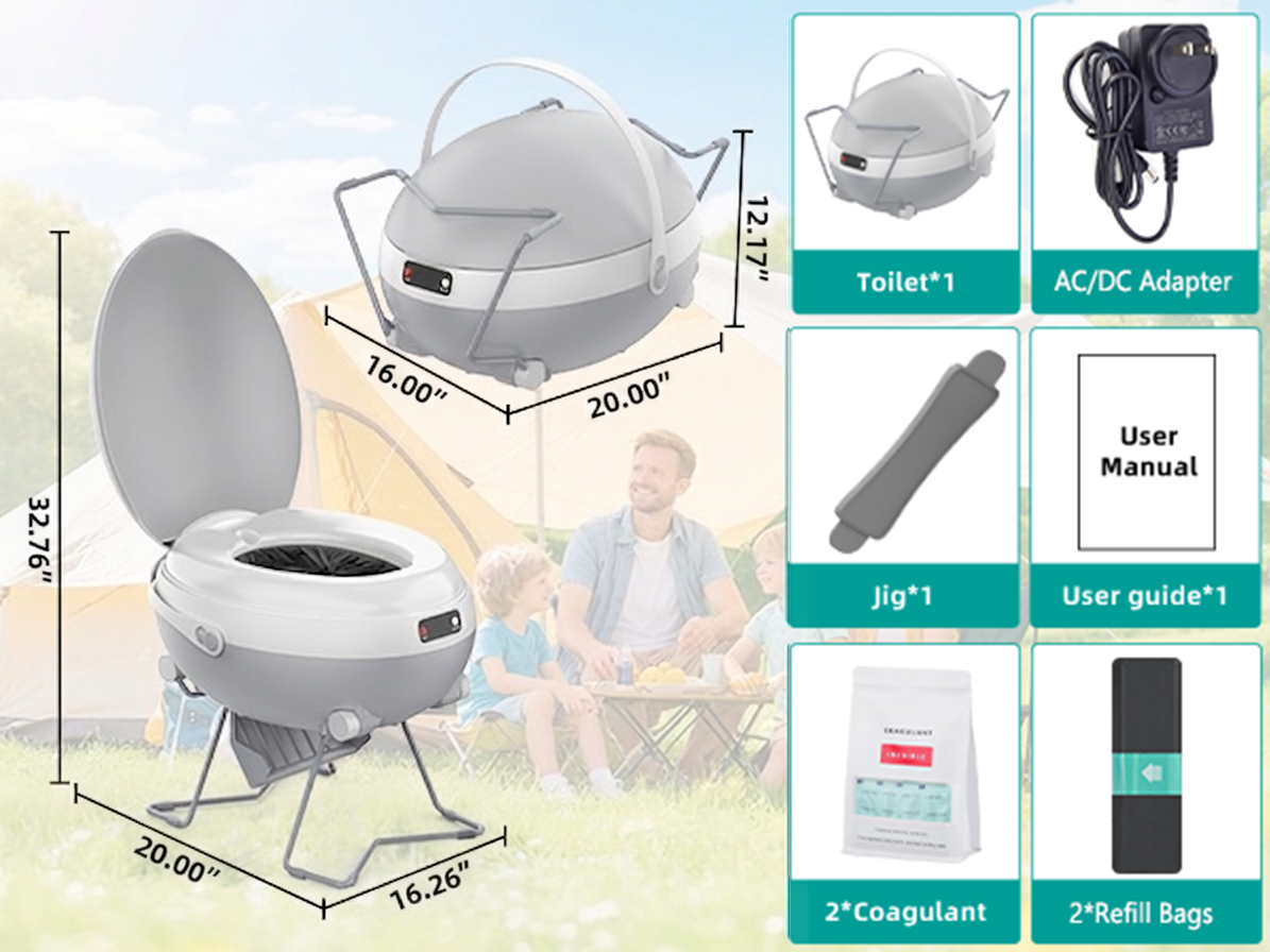Modiwell Space Egg LE-330 Portable Dry Flush Toilet with Carry Handle