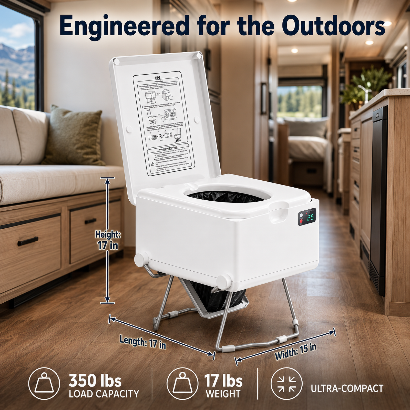 Modiwell EVO LE-310 Portable Dry Flush Toilet with LooSeal Waterless Sealing