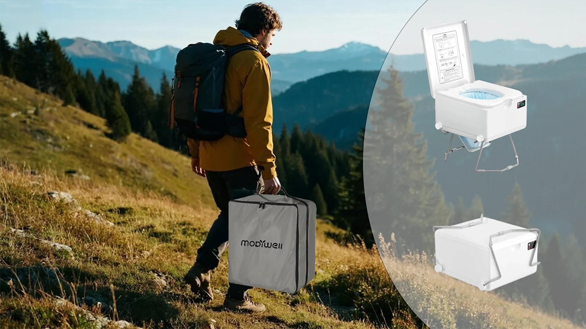 Modiwell portable travel toilet for camping and hiking