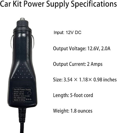 12V Car Kit Power Supply for LE-310, R1808, LE-330 Dry Flush Toilets - Cigarette Lighter Adapter with 5FT Cable