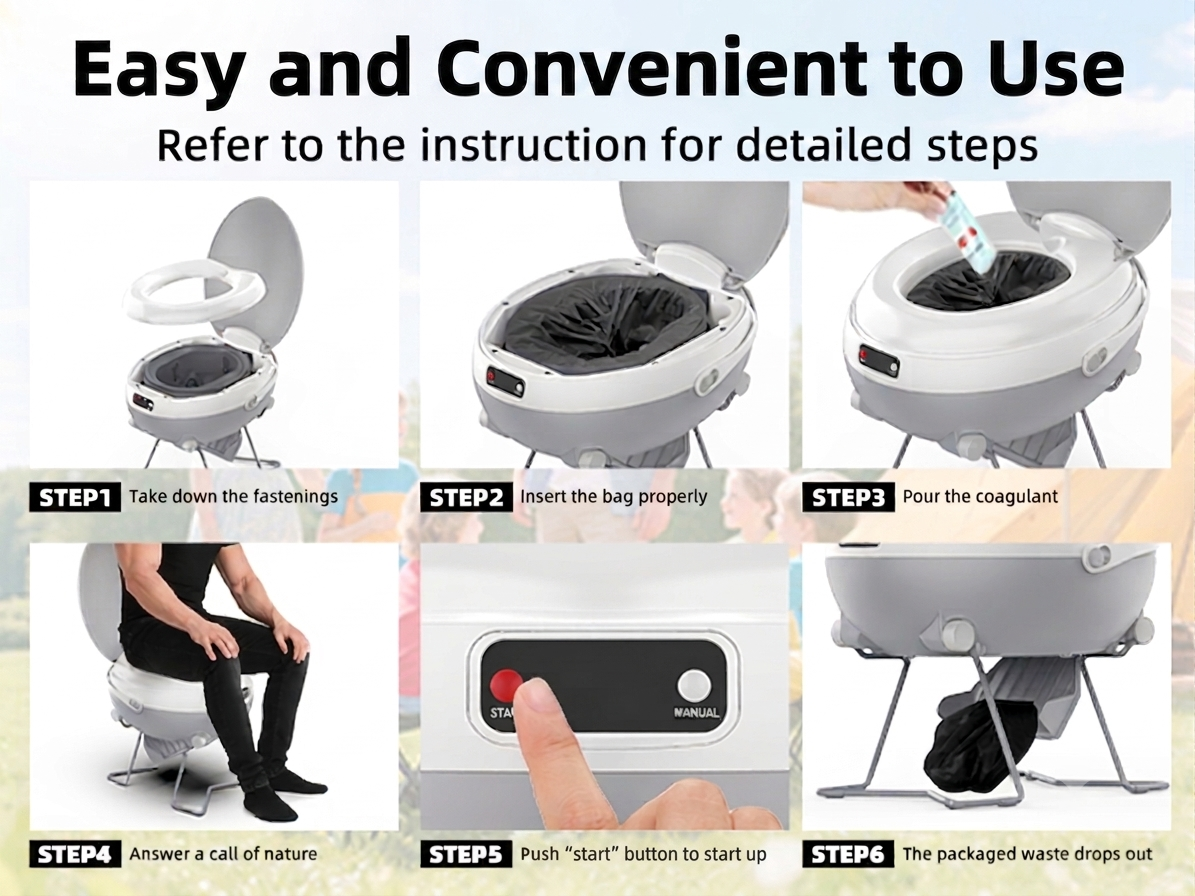 Modiwell Space Egg LE-330  Portable Dry Flush Toilet with Carry Handle