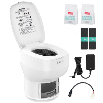 Modiwell Elite R1808 Fixed RV Dry Flush Toilet with LooSeal Waterless Sealing