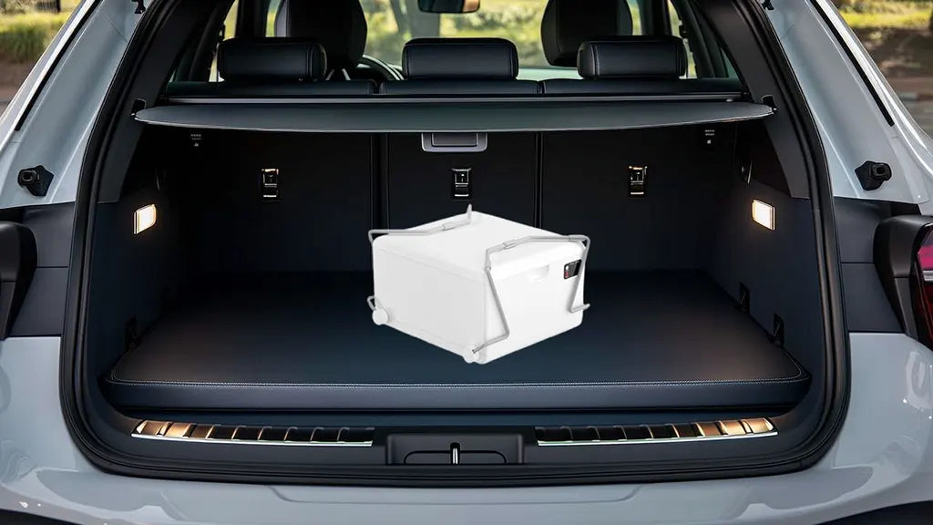 modiwell portable toilet placed in the car